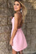 Simple Pink A-line Spaghetti Straps Mini Short Prom Homecoming Dresses,CM990