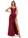 Mismatched Burgundy Mermaid Maxi Long Bridesmaid Dresses,Party Dress, WG1880