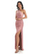 Sexy Pink Mermaid One Shoulder Cheap Long Bridesmaid Dresses Online,WG1243