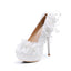 Wedding Shoes Lace Flower Pearl Women's High Heels Stiletto Heels Large Size Water Platform Shoes Women's Shoes