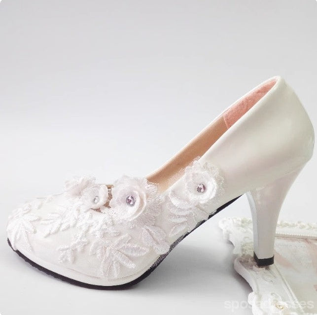 Women's Wedding Shoes Decorative Heel Wedding Heels Bridal Shoes With Beading