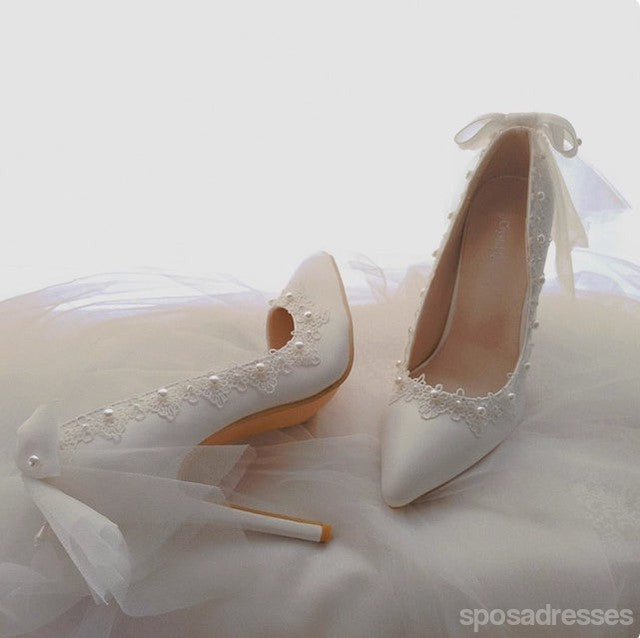 Women's Wedding Shoes Decorative Heel Wedding Heels Bridal Shoes With Beading