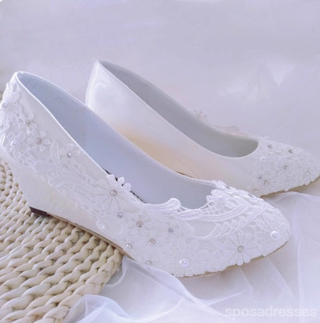 Women's Wedding Shoes Decorative Heel Wedding Heels Bridal Shoes With Beading