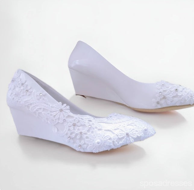 Women's Wedding Shoes Decorative Heel Wedding Heels Bridal Shoes With Beading