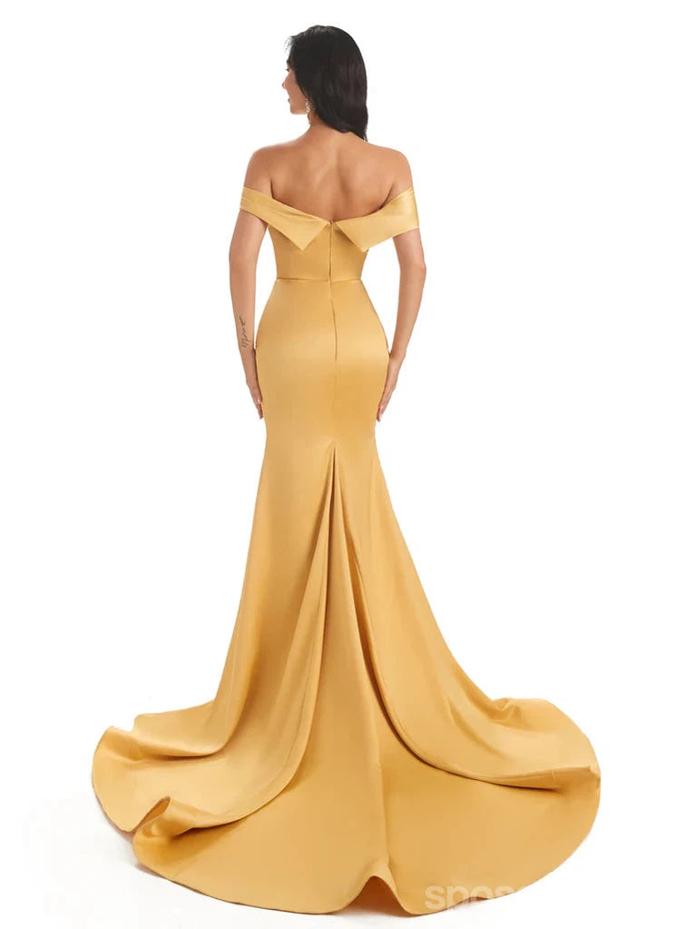 Champagner Gold Off Shoulder Mermaid Sexy Günstige Brautjungfernkleider Online, WG568