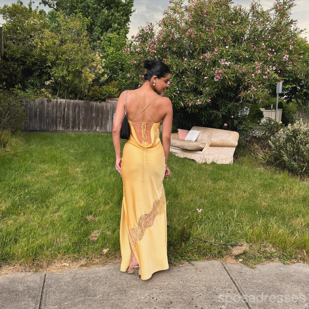 Gorgeous Yellow Mermaid Spaghetti Straps Long Party Prom Dresses Ideas,Evening Gowns,13886