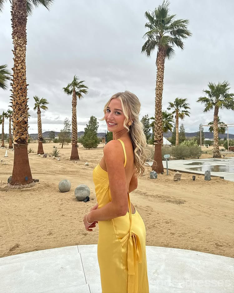 Sexy Yellow Mermaid Backless Long Party Prom Dresses Ideas,Evening Gowns,13817