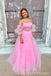 Cute Pink A-line Off Shoulder Maxi Long Party Prom Dresses,Evening Gowns,13553