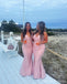 Mismatched Pink Mermaid Spaghetti Straps Maxi Long Bridesmaid Dresses,Party Dress, WG1897