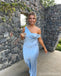 Sexy Blue Mermaid One Shoulder Long Party Prom Dresses Ideas,Evening Gowns,13837