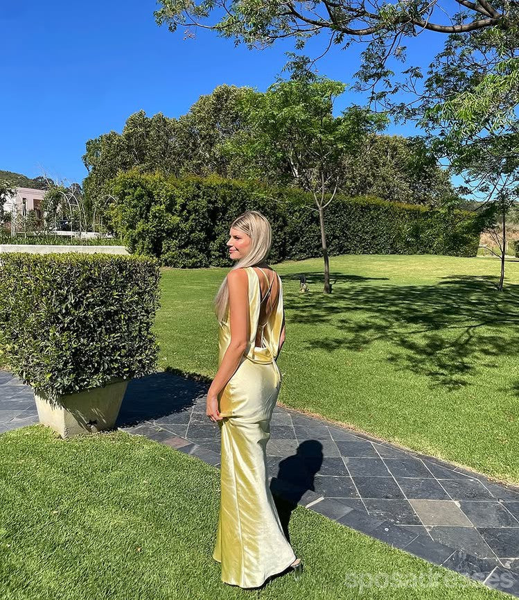 Sexy Yellow Mermaid Backless Long Party Prom Dresses Ideas,Evening Gowns,13878