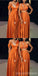 Mismatched Burnt Orange A-line Maxi Long Wedding Guest Bridesmaid Dresses,WG1747