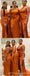 Mismatched Burnt Orange Mermaid Maxi Long Bridesmaid Dresses For Wedding,WG1783