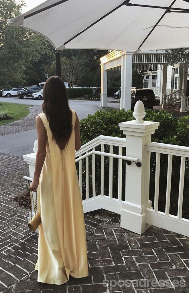 Sexy Yellow V-neck Long Party Prom Dresses Ideas,Evening Gowns,13833