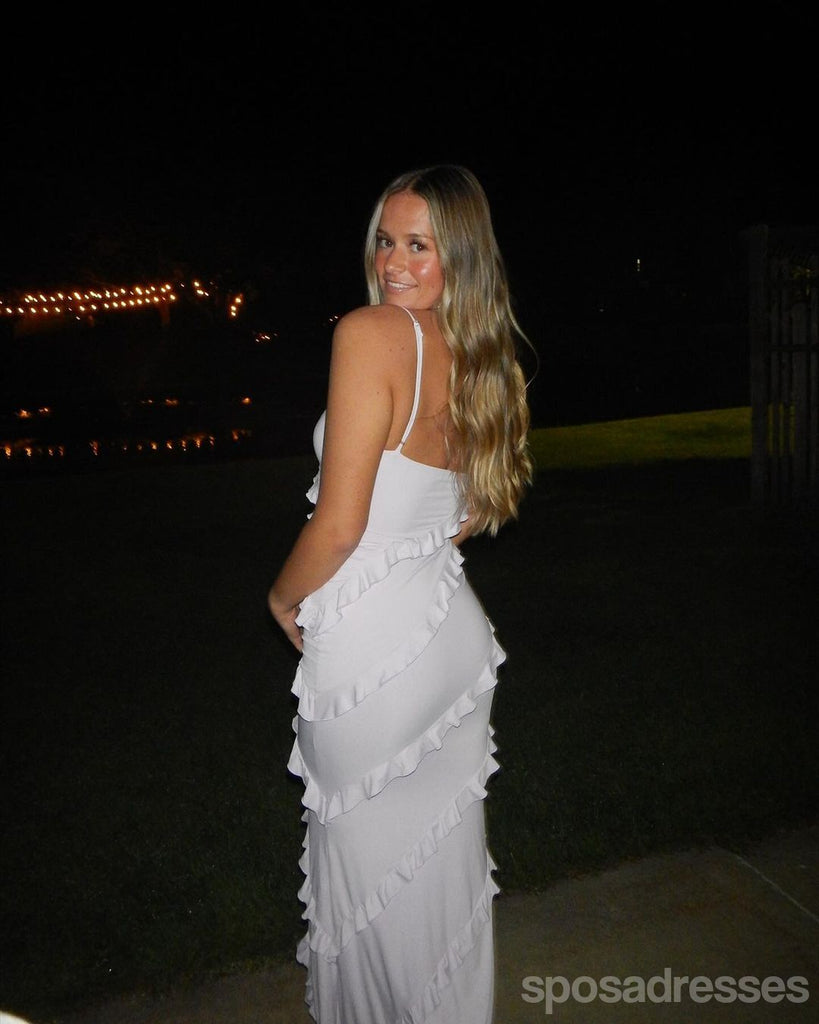 Simple White Mermaid Spaghetti Straps Long Party Prom Dresses Ideas,Evening Gowns,13717