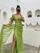 Sexy Green Mermaid Off Shoulder Side Slit Maxi Long Party Prom Dresses,13284