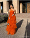 Pretty Orange A-line One Shoulder Maxi Long Party Prom Dresses,Evening Gowns,13588