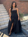 Pretty Black A-line Strapless Maxi Long Party Prom Dresses Ideas,Evening Gowns,13619