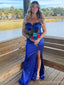 Sexy Royal Blue Mermaid Side Slit Long Party Prom Dresses Ideas,Evening Gowns,13815