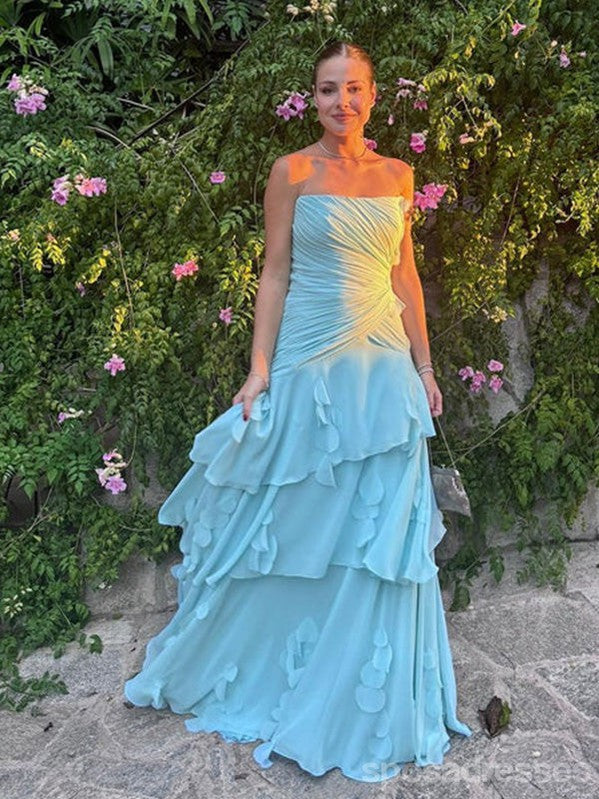 Elegant Blue A-line Maxi Long Party Prom Dresses Ideas,Evening Gowns,13691