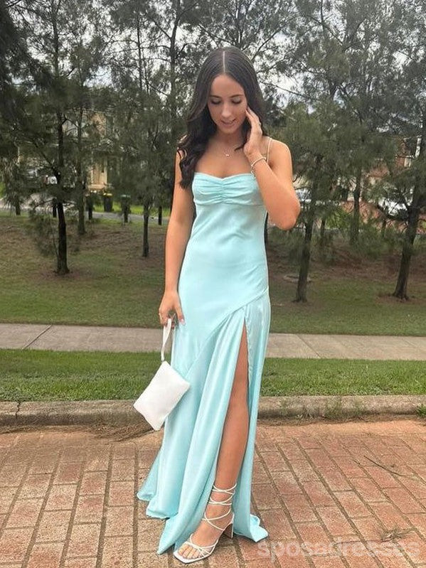 Popular Blue Sheath Sweetheart Side Slit Maxi Long Party Prom Dresses,Evening Dress,13382