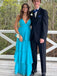 Elegant Blue A-line V-neck Long Party Prom Dresses Ideas,Evening Gowns,13780