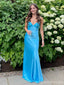 Elegant Blue V-neck Long Party Prom Dresses Ideas,Evening Gowns,13707