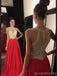 Rot Prom Kleider, Neckholder Kleid, Meerjungfrau-Abschlussball-Kleid, Kleider für Abschlussball, Perlen prom Kleider 2017, PD1701