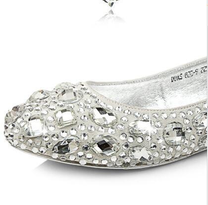 Delicate Crystal Flat Pointed Toe Rhinestone Wedding Bridal Shoes, S005