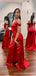 Mismatched Red Mermaid Side Slit Maxi Long Bridesmaid Dresses For Wedding,WG1782