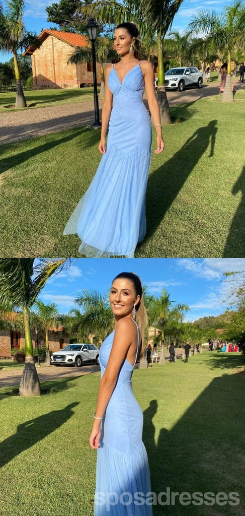 Elegant Blue Mermaid V-neck Long Party Prom Dresses Ideas,Evening Gowns,13741