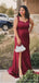 Sexy Burgundy Mermaid Side Slit Maxi Long Bridesmaid Dresses For Wedding,WG1772