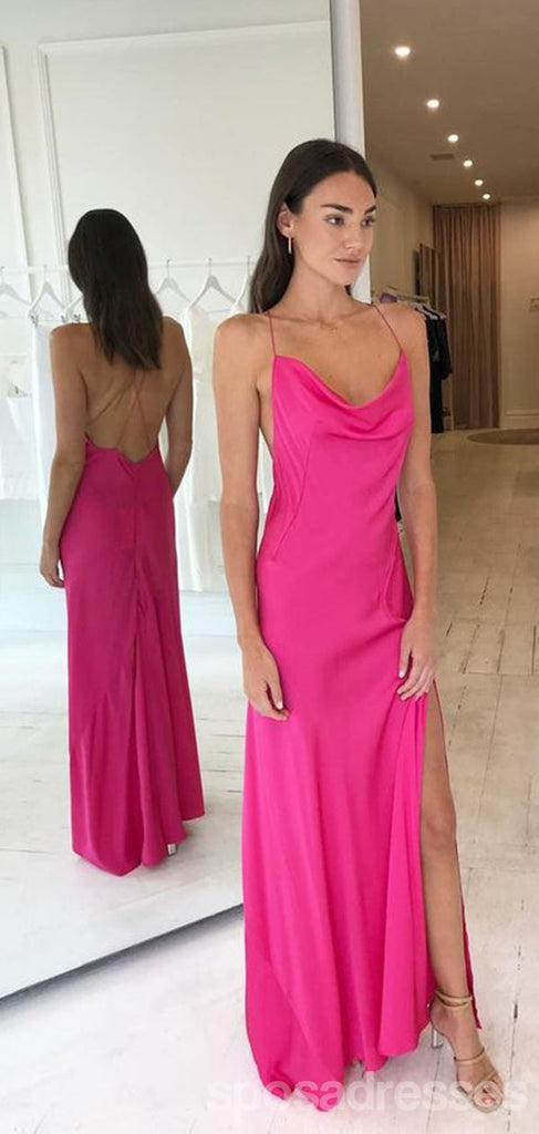 Sexy Sheath Spaghetti Straps Side Slit Maxi Long Party Prom Dresses,Evening Dress,13480