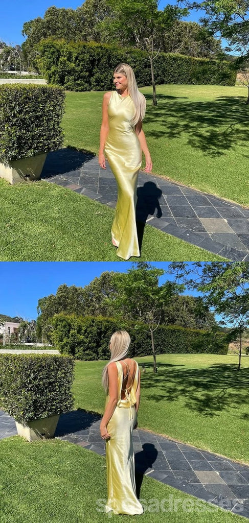 Sexy Yellow Mermaid Backless Long Party Prom Dresses Ideas,Evening Gowns,13878