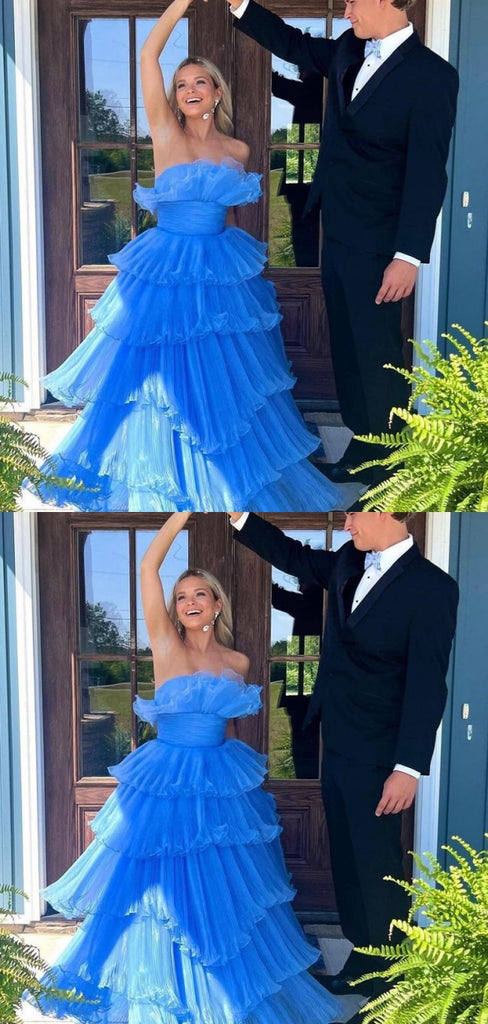 Gorgeous Blue A-line Long Party Prom Dresses Ideas,Evening Gowns,13888