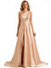 Sweetheart Neck Gold Pailletten A-Linie Günstige lange Abend Prom Kleider, Abend Party Prom Kleider, 12350