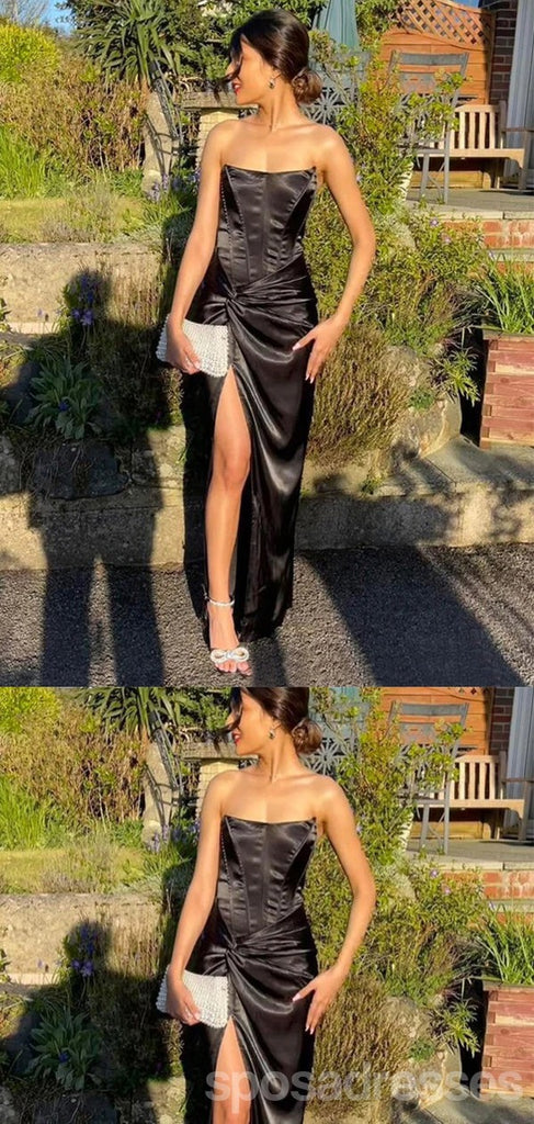 Sexy Black Mermaid Side Slit Long Party Prom Dresses Ideas,Evening Gowns,13709