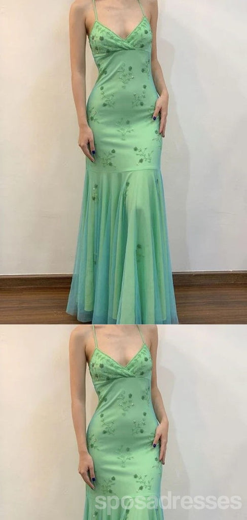 Sexy Green Mermaid V-neck Long Party Prom Dresses Ideas,Evening Gowns,13876