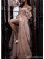 Gorgeous A-line Off Shoulder Side Slit Maxi Long Party Prom Dresses,Evening Dress,13452