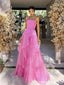 Simple Pink A-line Strapless Maxi Long Prom Dresses,Evening Dresses,13223