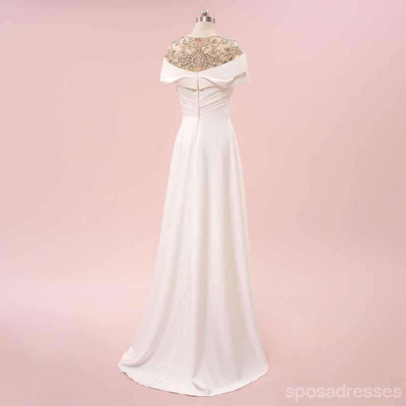 Elegant Ivory A-line With Beading Maxi Long Party Prom Dresses,Evening Dress,13525