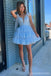 Cute Blue A-line Mini Short Prom Homecoming Dresses Online,CM994