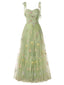 Cute Floral Green A-line Maxi Long Party Prom Dresses,Evening Dress,13520