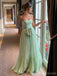 Elegant Green A-line Spaghetti Straps Maxi Long Party Prom Dresses,Evening Dress,13484