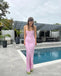 Simple Pink Mermaid Spaghetti Straps Maxi Long Party Prom Dresses,Evening Dress,13502