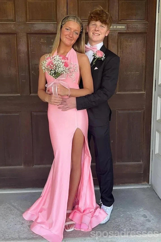 Sexy Pink Mermaid Halter Long Party Prom Dresses Ideas,Evening Gowns,13774