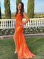 Gorgeous Orange Mermaid Maxi Long Party Prom Dresses Ideas,Evening Gowns,13629