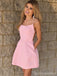 Simple Pink A-line Spaghetti Straps Mini Short Prom Homecoming Dresses,CM990