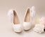 Pointed Toe Lace Pearls Wedding Shoes With Handmade Flowers, S033