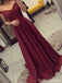 Off Shoulder Maroon Backless Evening Prom Dresses, Long Cheap Party Prom Dress, Custom Long Prom Dresses, Cheap Formal Prom Dresses, 17119